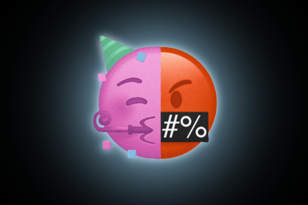 An emoji thats half partying, half angry