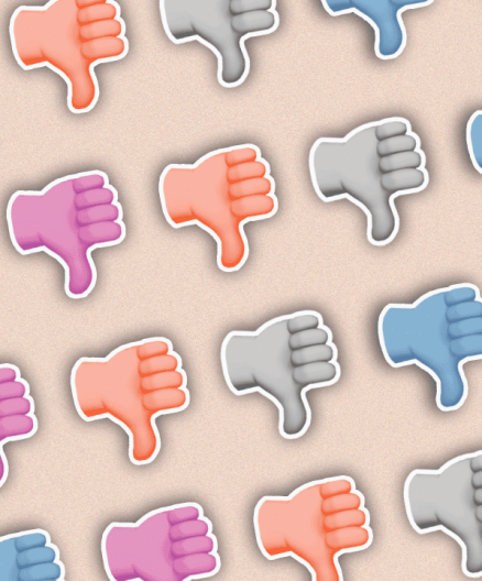 Thumbs down emoji indication someone has been rejected