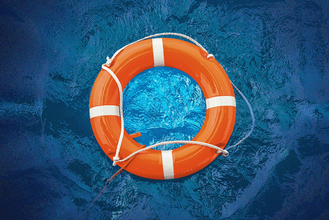 A floaty device in a pool to represent saving someone from myths about suicide