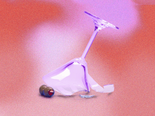 Broken martini glass to convey choosing to stop drinking