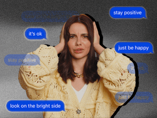 A woman covering her ears to represent what not to say to someone with depression